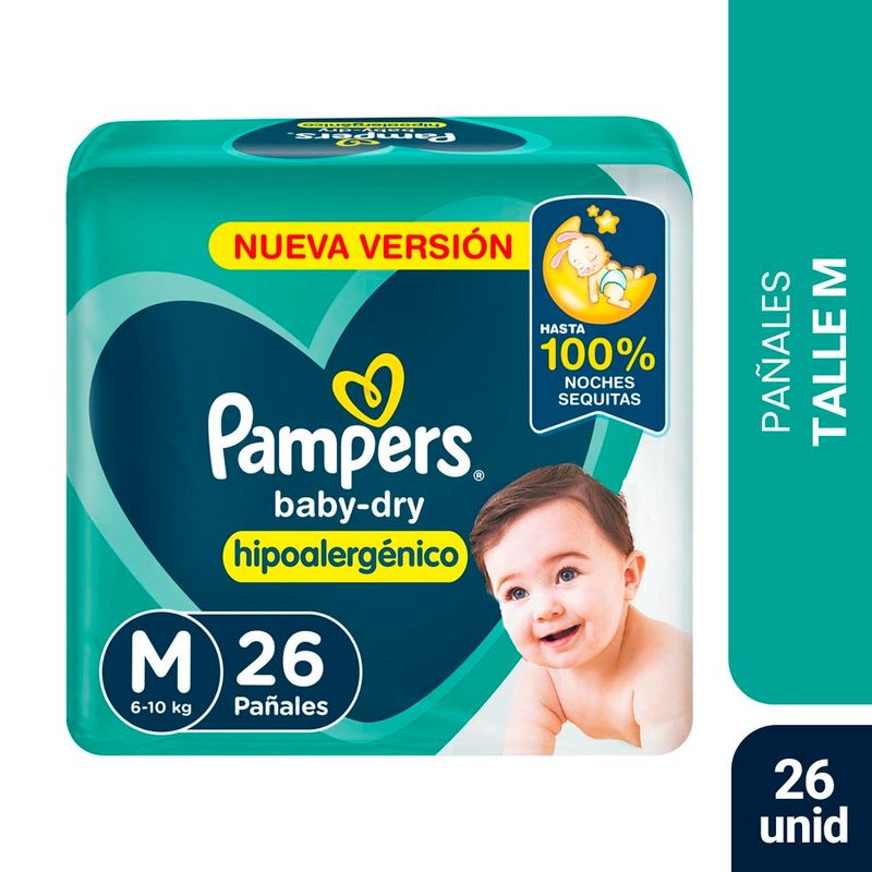 PAÑAL-PAMPERS-BABY-DRY-HIPOALERGENICO-TALLE-M-x-26UN