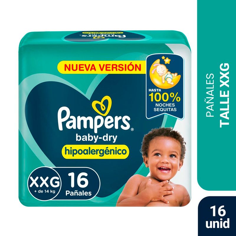PAÑAL-PAMPERS-BABY-DRY-HIPOALERGENICO-TALLE-XG-x-16UN
