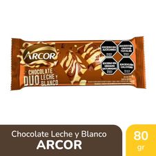 Chocolate Arcor Duo Leche y Blanco x 80gr