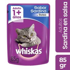 Alimento Humedo Whiskas Gato Adulto Sabor Sardina x 85gr