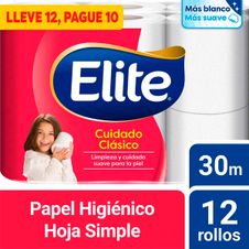 Papel Higienico Elite Hoja Simple 30mts x 12un