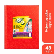 Cuaderno Exito Tapa Dura Numero 3 Rojo Rayado x 48 Hojas