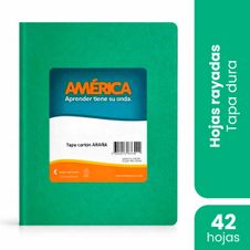 Cuaderno America Tapa Dura Verde Rayado x 42 Hojas