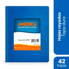 Cuaderno America Tapa Dura Azul Rayado x 42 Hojas