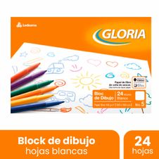 Block Gloria Dibujo Numero 5 Oficio Blanco x 24 Hojas
