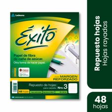Repuesto Exito Cuadriculado Margen Reforzado Numero 3 x 48 Hojas