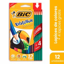 Lapices Bic Evolution Colores Surtidos x 12un + 4 Lapices Grafito